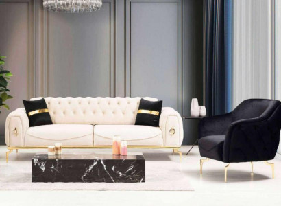 Chesterfield stainless steel furniture luxury sofa set three-seater seating group
